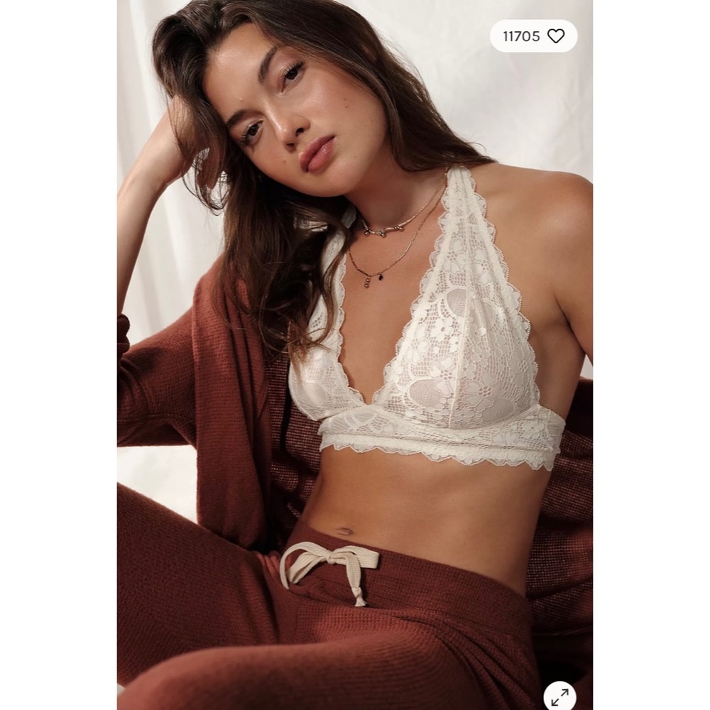 NWT Free People Galloon Halter Bralette in Ivory